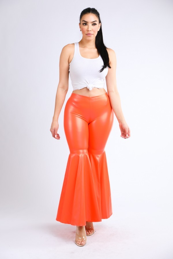 Orange Wide Latex pants